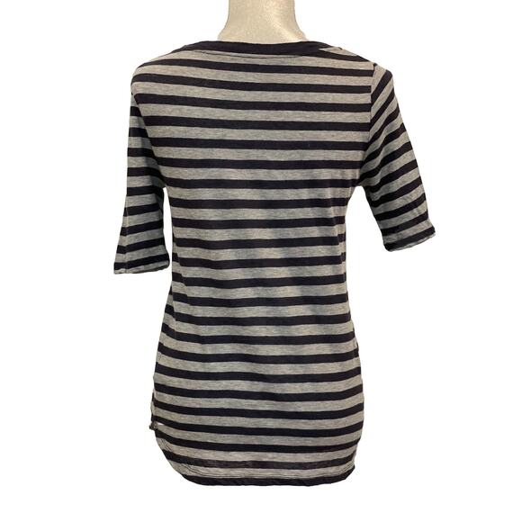 Majestic Filatures Paris Top Womens Cotton Cashmere Shirt Gray Black Stripe Sz 1 - Picture 4 of 13